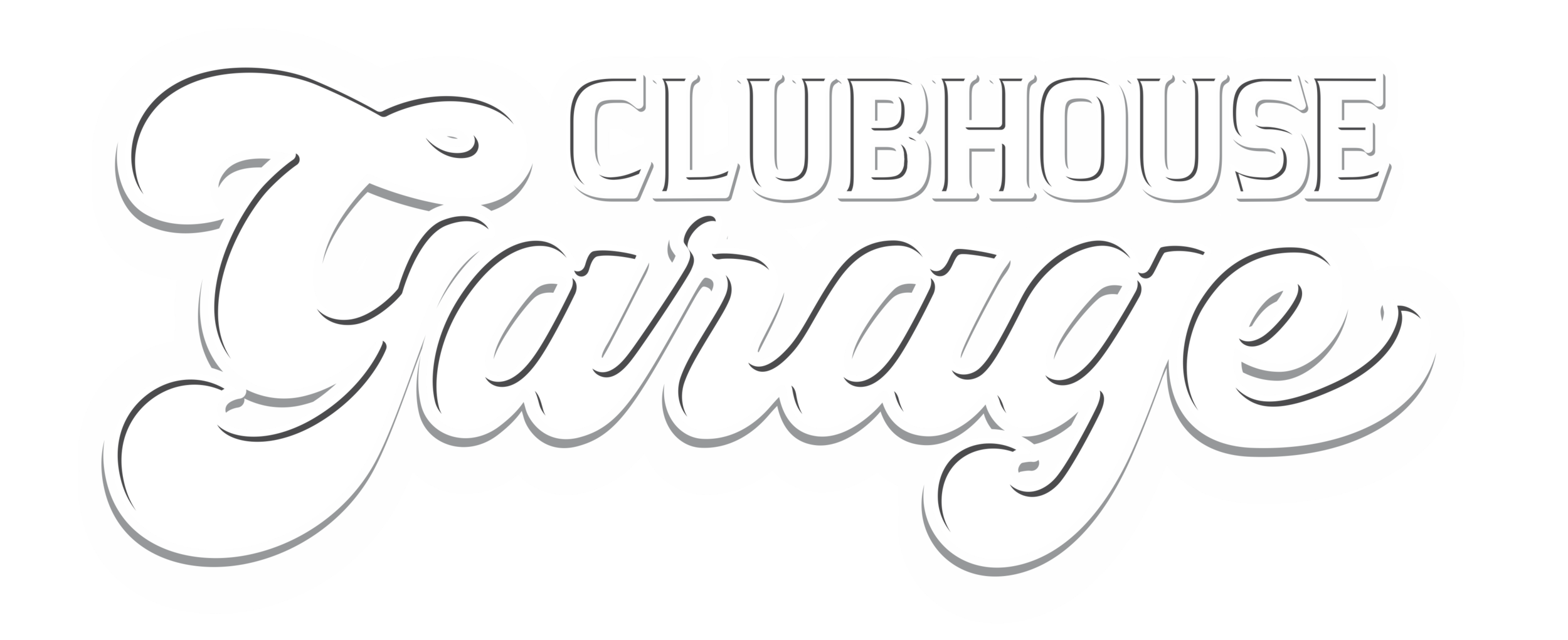 Clubhouse garage white text